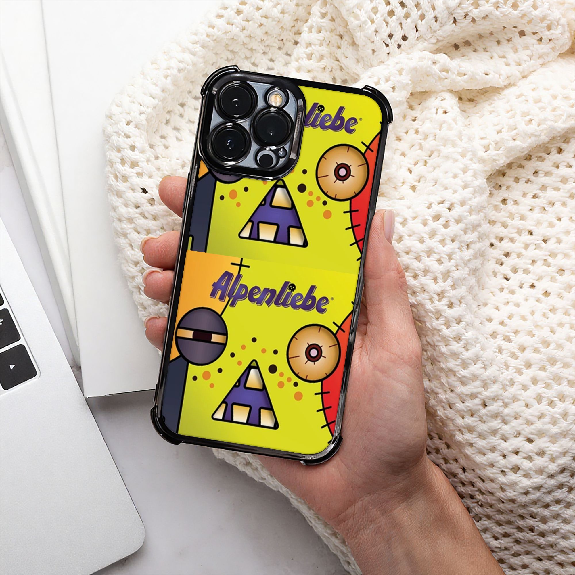 Monstera - Karikatür Canavar Yüzü Patchwork Cadılar Bayramı