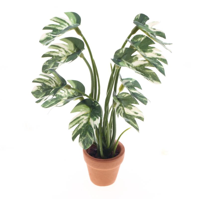 Plant Pot - Yeni.1PC 1/12 Dollhouse Simülasyon Monstera Yeşil