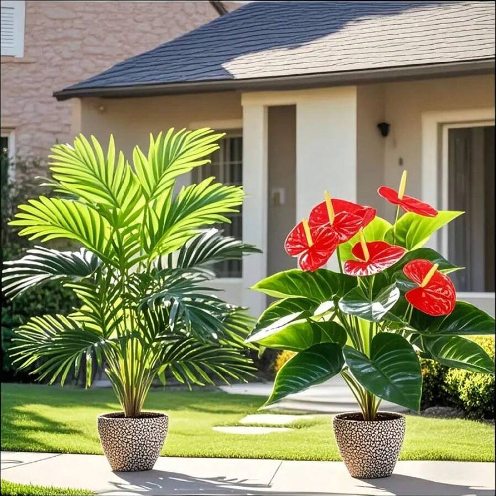 Fiddle Leaf Fig - 2 takım Büyük Yapay Palmiye Bitkileri