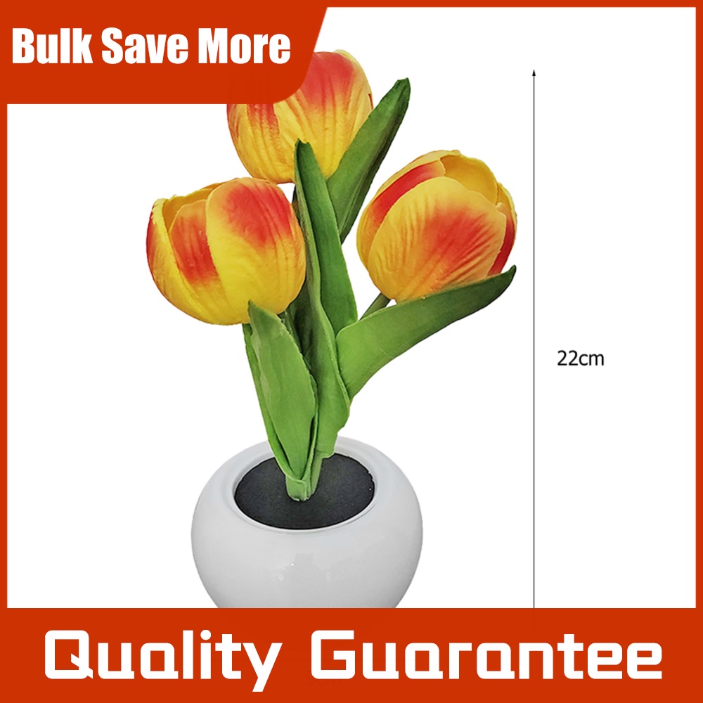 Plant Pot - 9x22cm Saksılı Bitki Masa Lambası, Pille